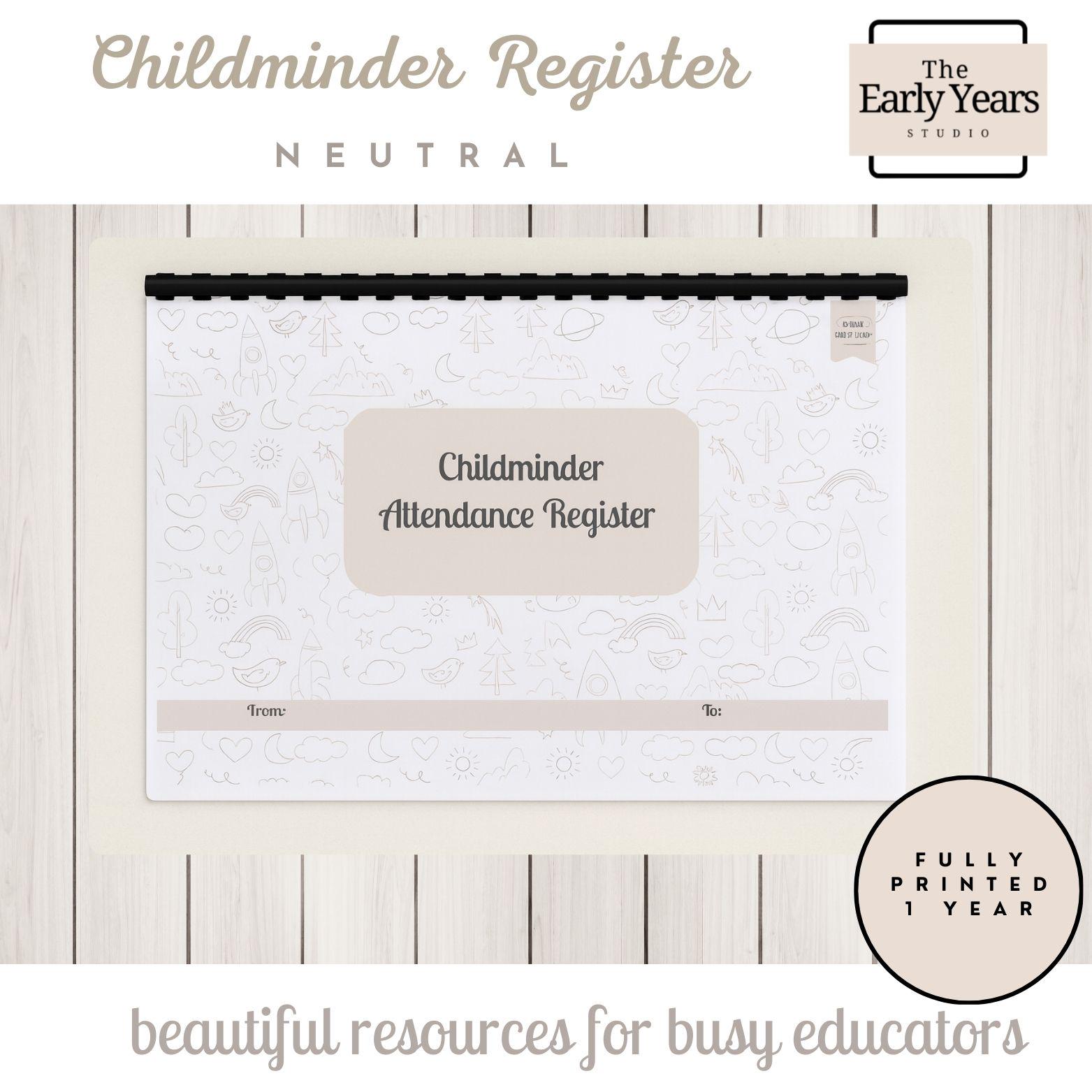 Childminding Attendance Record Book | Printed & Bound | EYFS ...