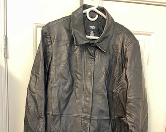 Mossimo Women Genuine Leather Coat Sz 18W Black