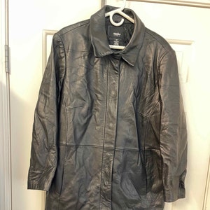 Mossimo Mujer Genuine Leather Coat Sz 18W Negro