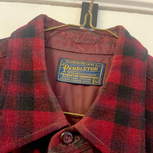 Pendleton Wool Shirt Vintage 60s Authentic Royal Stewart Tartan Christmas Made In USA Mens Size 15 1/2