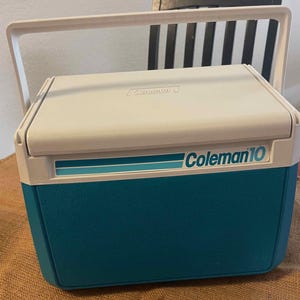 Vintage Coleman Turquoise Teal Cooler Flip Lid Coleman 10 Model 5210