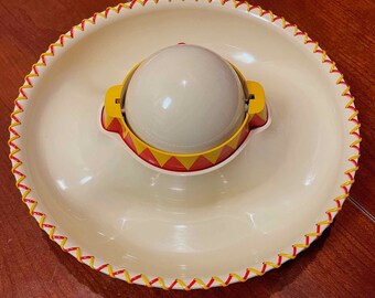 Vintage Original mexikanische Hutchips und Salsa Musikschale Sombrero Party