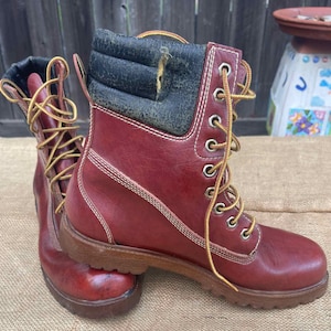 希少メンズ プレミアムレザー ブラウン レッドウッド ワーク レースアップブーツ ハードトゥ 10.5-11