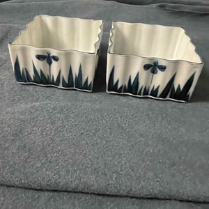 Blue White Square Porcelain Bowls - Vintage Japanese Porcelain Bowls Of 2