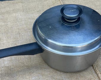 Amway Queen stainless steel 2 quart saucepan with a matching lid