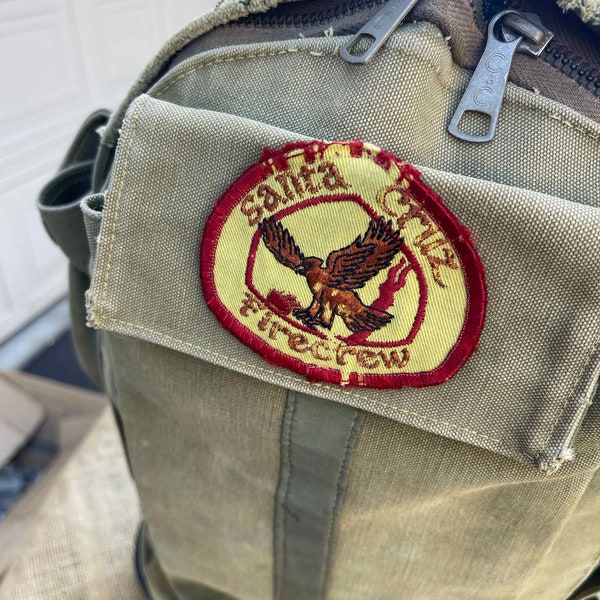 Mochila vintage de lona y cuero de Hoffman Enterprises