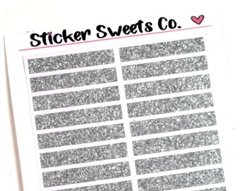 Real Glitter Headers Silver Planner Stickers
