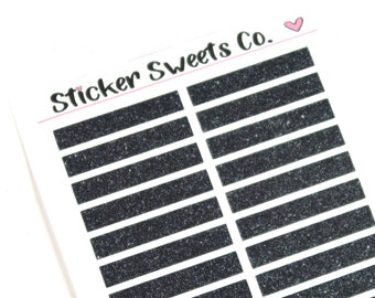 Real Glitter Headers Black Planner Stickers