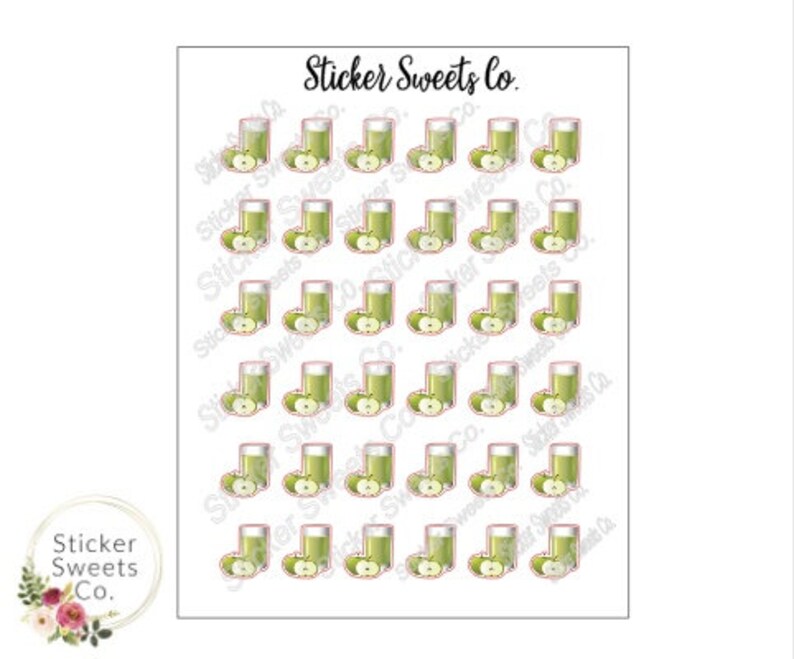 Green Juice Fruit Planner Stickers image 1