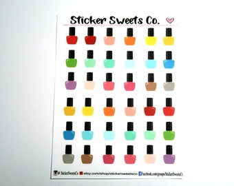 Nail Polish Bottles Multicolor Planner Stickers