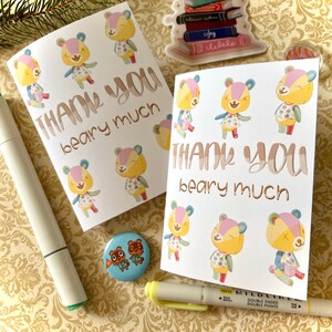Cardstock Animal Crossing ACNH Stitches Danke Grußkarte Postkarte Illustration