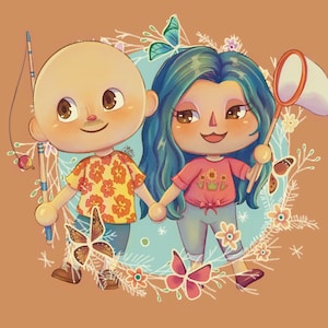 Animal Crossing Couples Character Digital Drawing Illustration Commission-ACNH Drawing for Two People -Profile Picture Commission