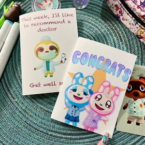 Cartulina Animal Crossing ACNH Gayle Daisy Leif Francine Chrissy Cumpleaños Amor Ponte Bien Felicidades tarjeta de felicitación ilustración de postal imagen 3