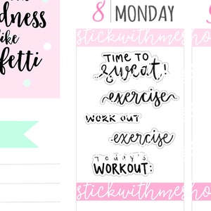 Time to Sweat/Work out - Hand-lettering stickers