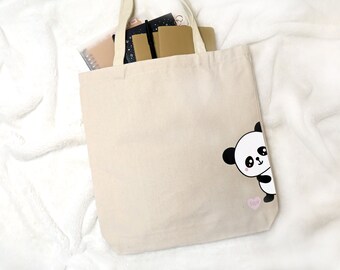 STICKWITHMESHOP "Peek-A-Boo" Tofu the Panda Cotton Tote Bag