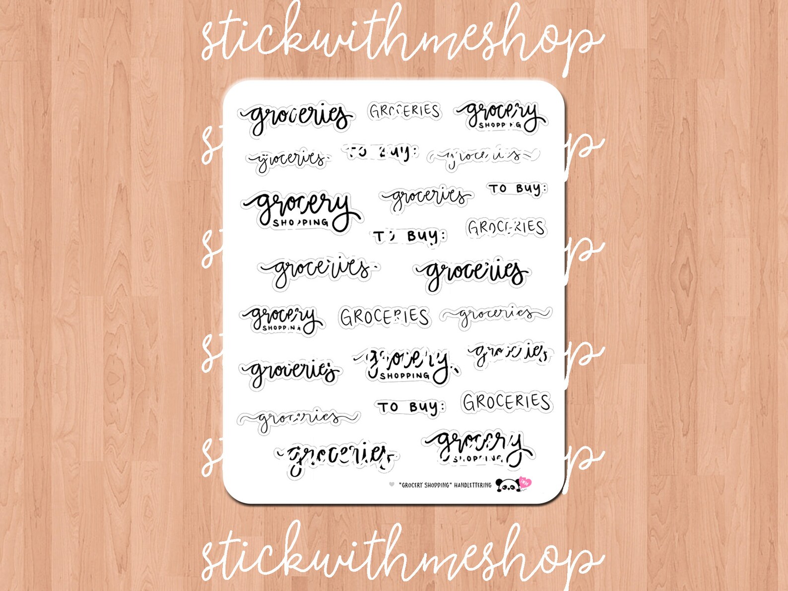 Grocery Shopping Hand-lettering Stickers | Etsy