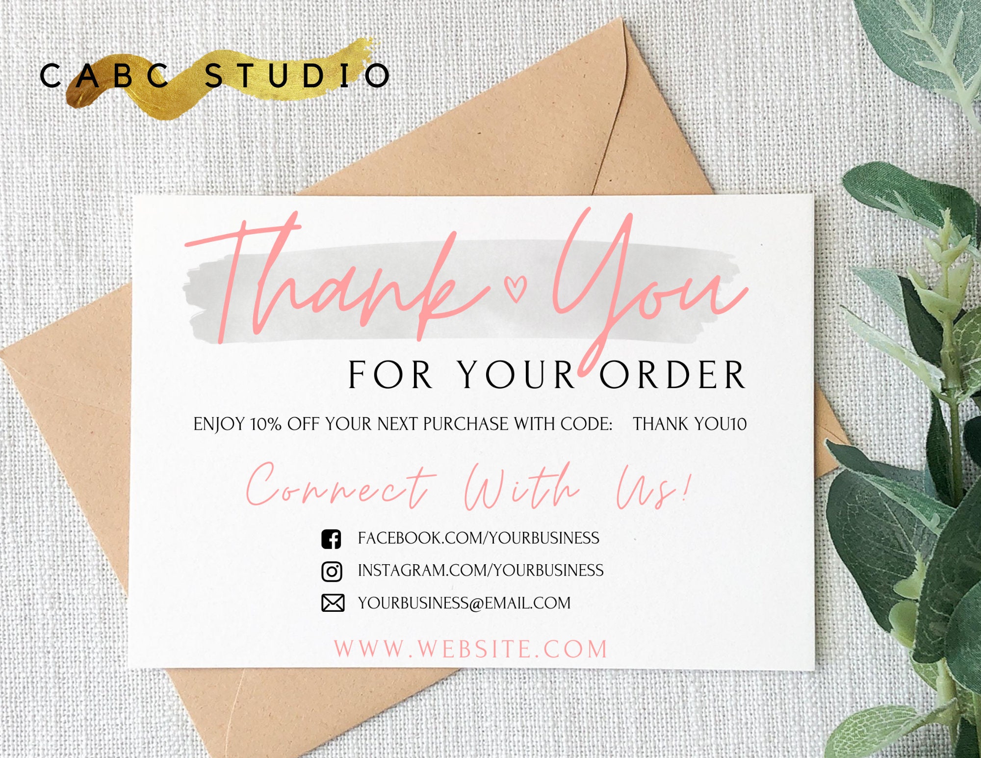 Small Shop Thank You Card Editable Postcard for Business Etsy