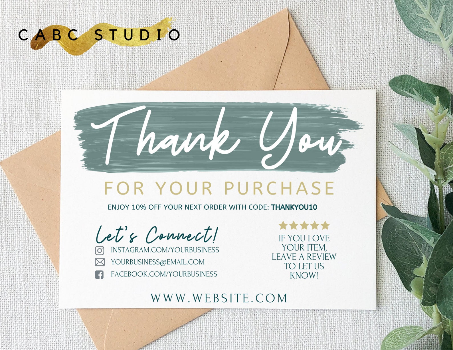 Small Shop Thank You Card Editable Postcard for Business Etsy