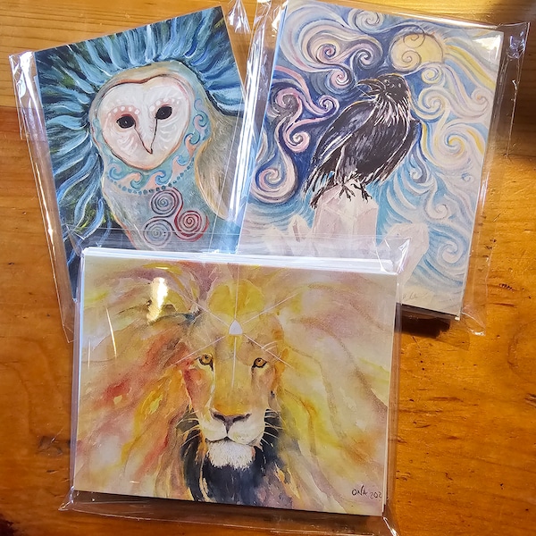 8-pack Spirit Animal Notecards, Spirit Animal Greeting Cards, Power Animal Note Cards, Blank Animal Greeting Cards