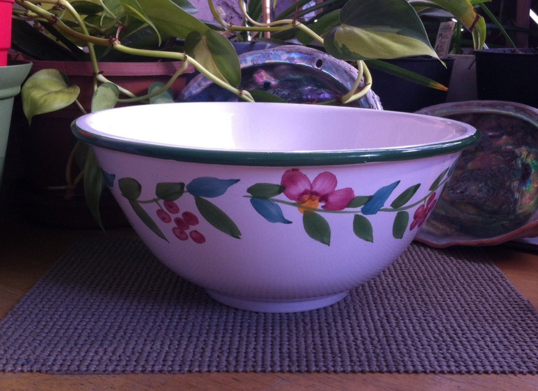 CIC Hand-painted Ceramic Serving Bowl - Floral Design Portugal - Etsy