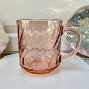 Arcoroc France Pink Swirl Mugs (Lot of 3) - &quot;Rosaline&quot; 1970&#39;s