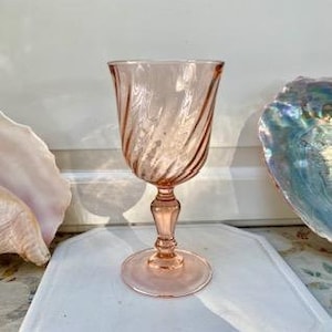 Arcoroc France Pink Swirl Goblets - Luminarc &quot;Rosaline&quot;