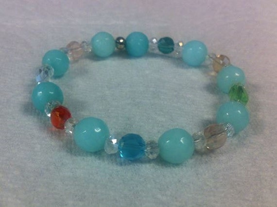 Czech Crystals/Shanghai Glass Beads Young Girl's Bracelet - Pastels