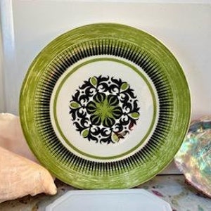 Royal China Ironstone Chop Plate - Green/Black RYL11