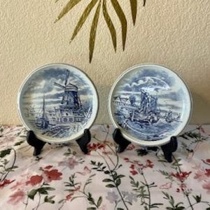 Boch Belgium Delfts Collector Plates (2) - Windmill and Boats