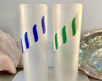 Libbey Highball Glasses (2) - Candy Striped 1950's