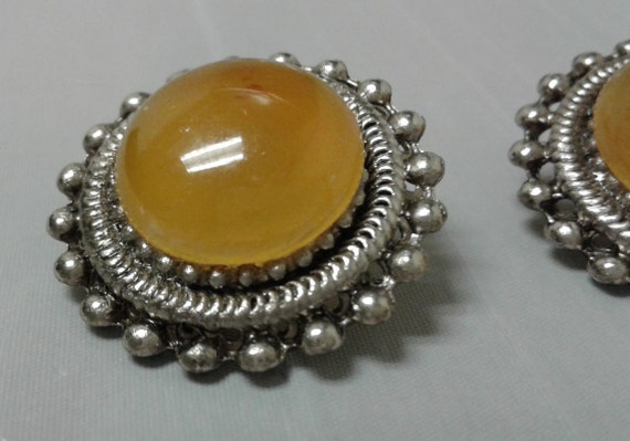 Silvertone Posts Button Earrings - Gold-Colored C… - image 2