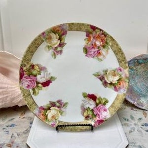 Antique JC Bavarian Wall Plate - Gold and Floral