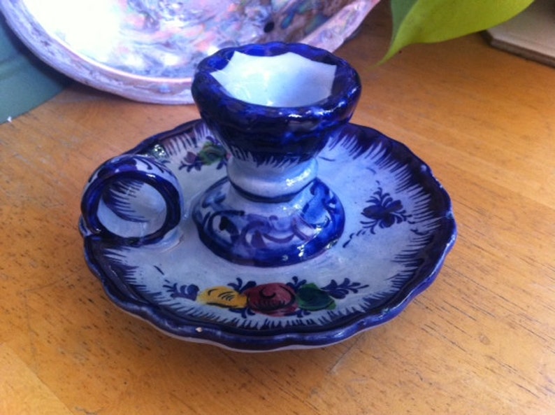 Alcobaca Handpainted Ceramic Candle Holder Made in Portugal Etsy