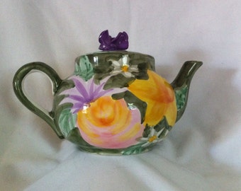 Made in Italy for Macy's Hand-Painted Vintage Teapot - Floral Design
