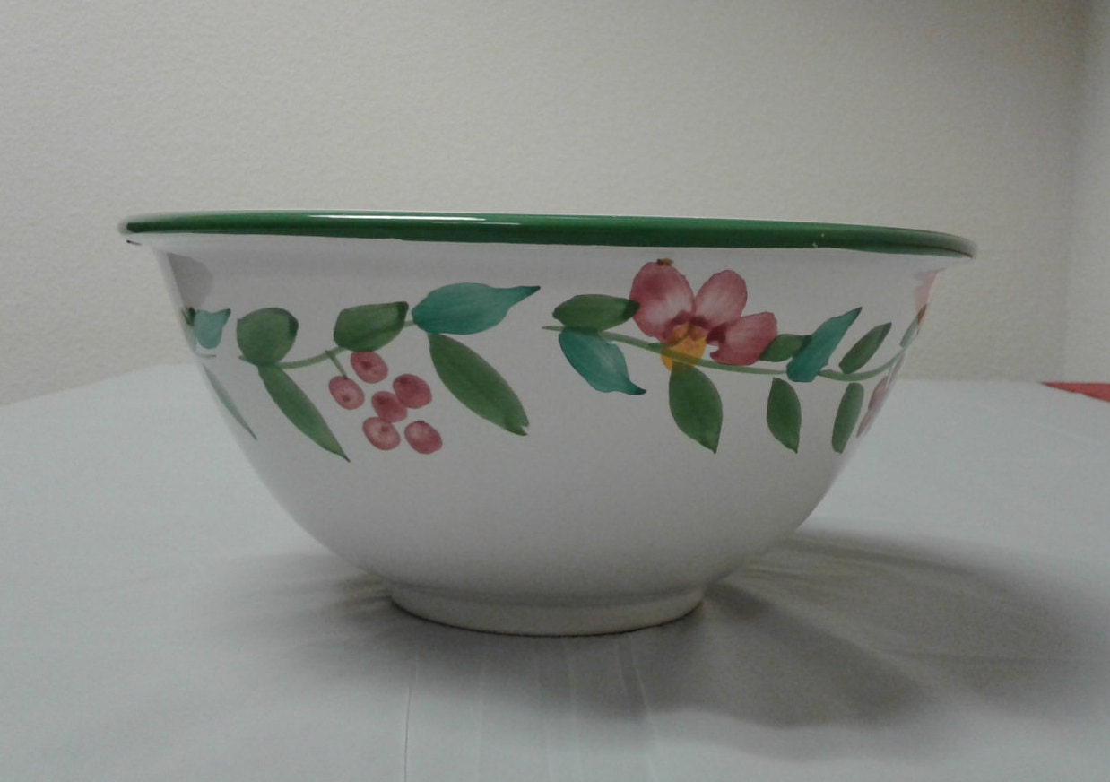 CIC Hand-painted Ceramic Serving Bowl - Floral Design Portugal - Etsy