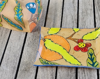 Handmade Ceramic Butter Dish: Hand-Painted Kitchen Food Storage
