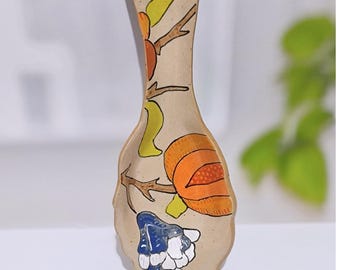Ceramic Spoon Rest: Hand Painted Floral Country Kitchen Charm