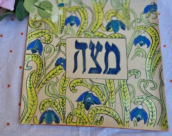 Passover Ceramic Matzah Plate: Hand Painted Floral Seder Judaica