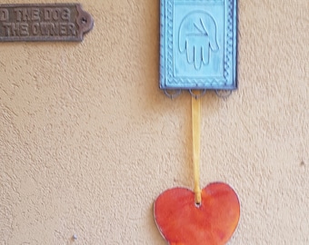 Large Red Ceramic Heart: Hanging Decor Gift