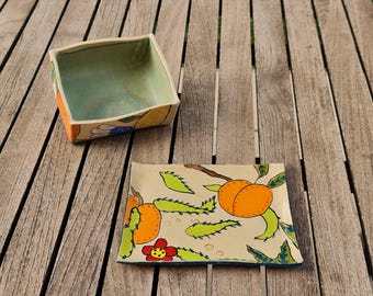 Handmade Ceramic Butter Dish with Lid: William Morris Floral Design Kitchen Decor