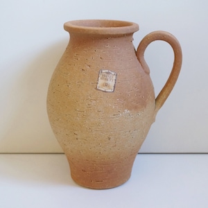 Rustic pure - clay look vintage ceramic vase, Ü Keramik, Studio pottery Uebelacker West Germany. Handled model. Mid century. Great condition