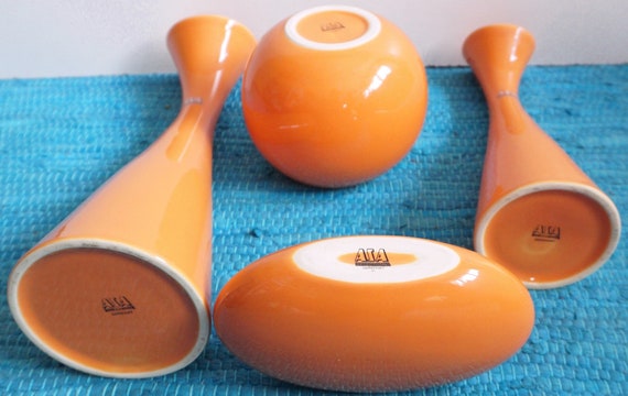 柔らかいオレンジ色のセラミック製 ASA セレクション ドイツ製花瓶 4 