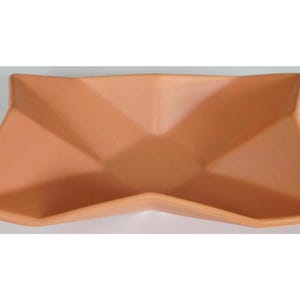 Bowl / platter Memphis satin blue / soft orange. Asa Selection Germany. Origami ceramic form design minimalist 1980's. Architectural quality