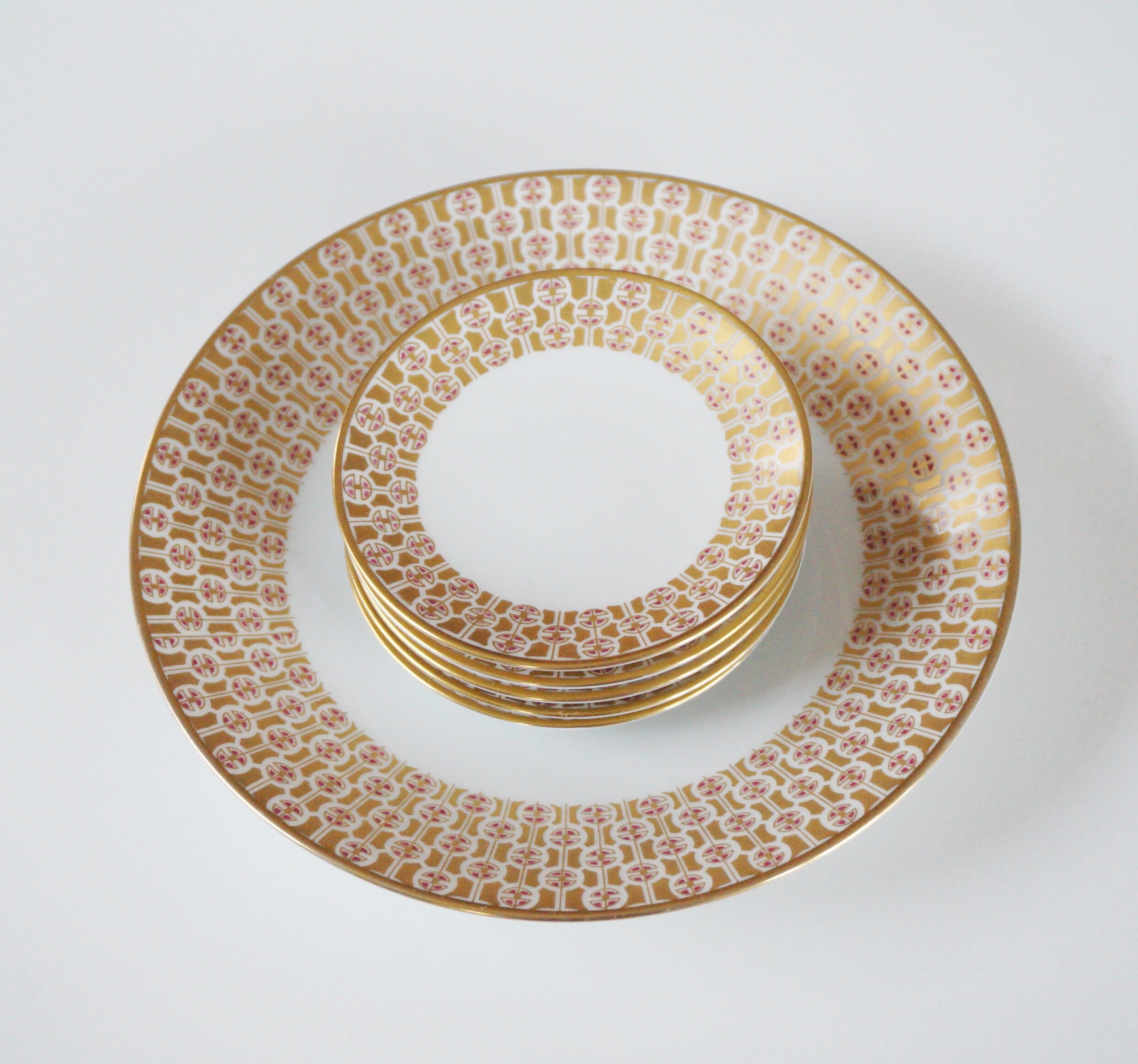 Wonderful Gold Red Abstract Decor 1950's Petit Fours, Chocolates