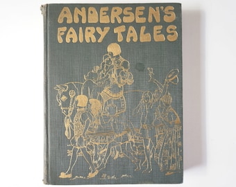 Stara (1929) książka dla dzieci Hans Christian Andersen Fairy Tales. Kolorowe + czarno-białe ilustracje: Gustav Hjortlund. USA Platta i Munka