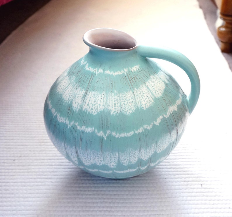 1950s Oval Shaped Pitcher Vase Wachtersbach West Germany Etsy