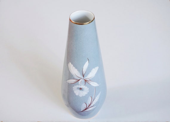1960s High Model Porcelain Vase, Soft Mottled Gray and
