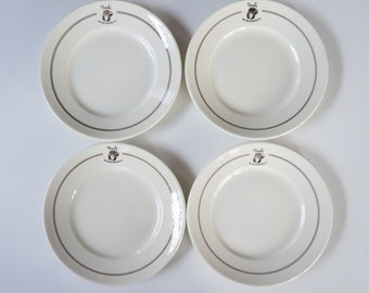 Vintage 1960: set 4 porcelain dinner plates from Amsterdam restaurant Bali. Petrus Regout / Royal Sphinx Maastricht Holland. Collectors item