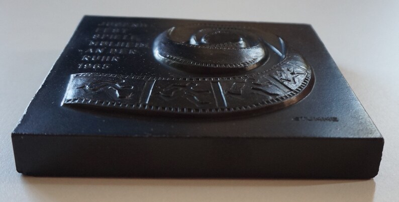 charcoal pottery: relief plaquette film strip carbon ceramic medal Wall plaque Youth Festival Jugend Festspiele M\u00fclheim Germany 1965