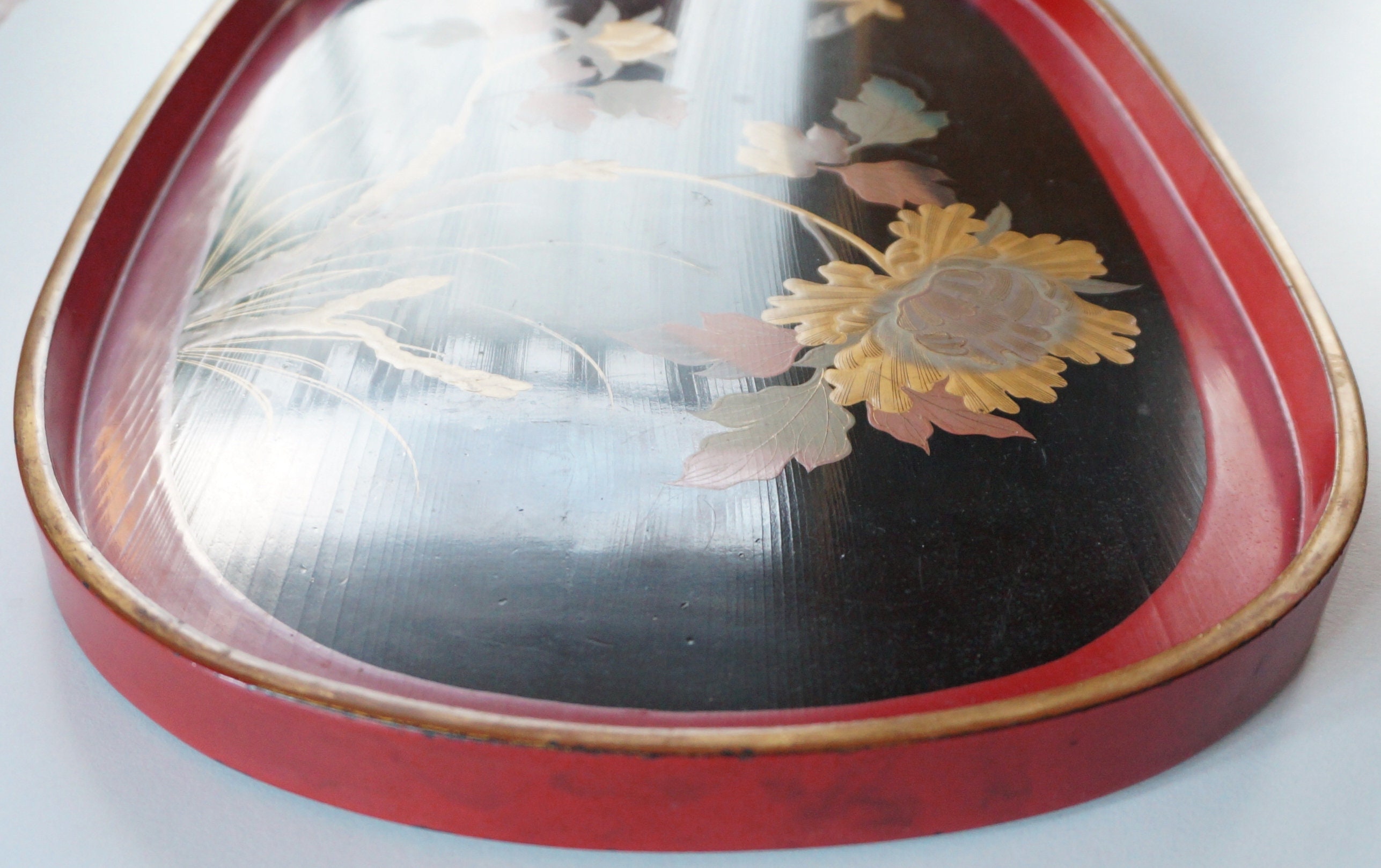 アンティーク雑貨 prius028 Japanese Black Lacquer Ware Vintage Nesting Trays Set of 2